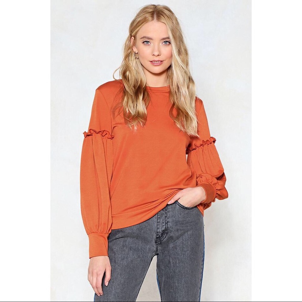 Nasty Gal Sleeve It Be Ruffle Top